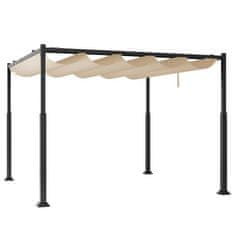 Northix Zunanja pergola 3x3 m, zložljiva streha, bež
