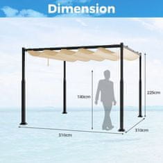 Northix Zunanja pergola 3x3 m, zložljiva streha, bež