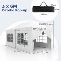Northix Raztegljiva paviljon 3 x 6 m, 6 stranskih sten, vrata z zadrgo