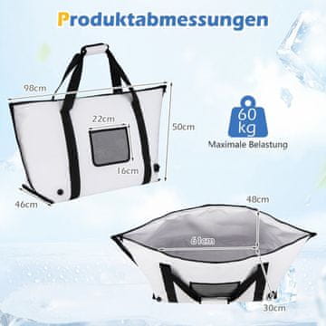 Northix Izolirana hladilna torba za ribolov, 98 cm vodoodporna PVC, odtočni ventil