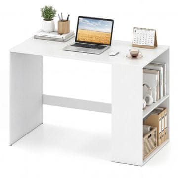 Northix Igralna miza 112 x 60 cm, 2 odprti polici, bela