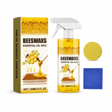HOME & MARKER® Sprej za nego in obnovo lesenih površin s čebeljim voskom, 120 ml, za lesena tla in pohištvo, z gobico in krpo | SHINEBEE