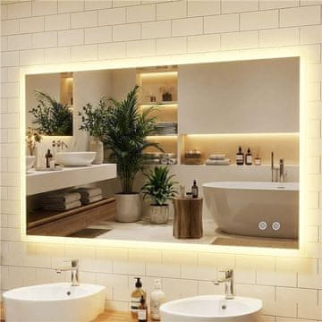 Northix LED kopalniško ogledalo 120 x 70 cm, proti rosenju, zatemnitev na dotik