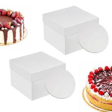Northix Kvadratne škatle za torte s pokrovi in ploščami, iz kartona, varnega za živila