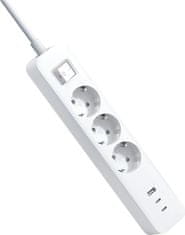 Xiaomi razdelilnik 2C1A s 3 vtičnicami, 1 x USB-A, 2 x USB-C, 1,4 m, bel (BHR07UKEU)