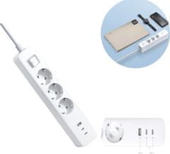Xiaomi razdelilnik 2C1A s 3 vtičnicami, 1 x USB-A, 2 x USB-C, 1,4 m, bel (BHR07UKEU)