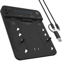 Box Priklopna in klonirajoča postaja IB-2913MCL-C31 za M.2 SATA/NVMe, M.2 PCIe NVMe, 2,5"/3,5" HDD/SSD USB 3.2 Gen 2 Type-C/A črne barve