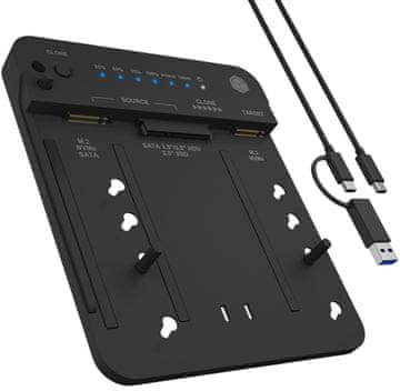 Box Priklopna in klonirajoča postaja IB-2913MCL-C31 za M.2 SATA/NVMe, M.2 PCIe NVMe, 2,5"/3,5" HDD/SSD USB 3.2 Gen 2 Type-C/A črne barve