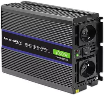 Qoltec Avtomobilski pretvornik Monolith 3000 MS Wave 1500 W/3000 W 12 V na 230 V (5901878519272)