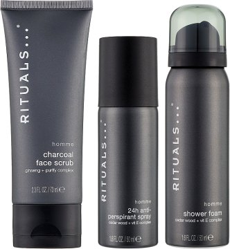 Rituals Homme moški set pena za prhanje 50 ml + deodorant 50 ml + piling za obraz 70 ml (8719134185249)