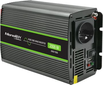 Qoltec Avtomobilski pretvornik Monolith 1000W/2000W 12V na 230V čisti sinus (51934) (5901878519340)