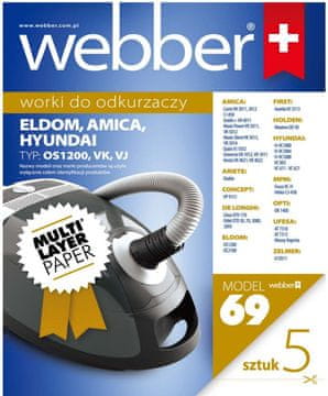 Webber Komplet vrečk za sesalnik Eldom/Amica/Hyundai (02WWE1200)