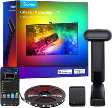 Govee H605C Envisual TV Backlight T2 Adaptive Backlight Kit z dvojno kamero 55-65 RGB črna (H605C311)