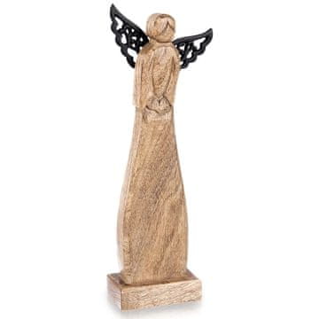 Northix Lesena figurica božičnega angela, mangov les, 34 cm