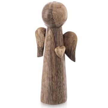 Northix Lesena figurica božičnega angela, mangov les, 21 cm