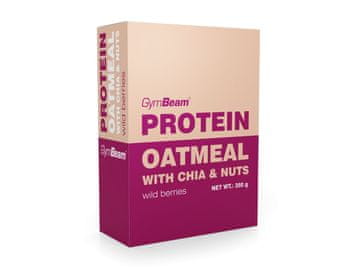 GymBeam Beljakovinska ovsena kaša s chia semeni in oreščki, 350 g