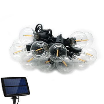 slomart PLASTROL 5,5m zunanja solarna girlanda, 10x G40 prozorna, IP44