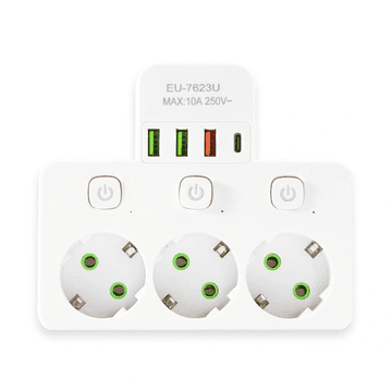 slomart ATL Podaljšek 3 vtičnice + 3xUSB + USB-C, 3m, DA714C