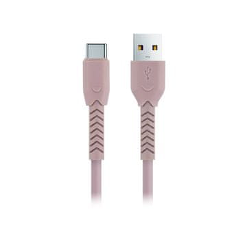 maXlife Maxlife kabel USB - USB-C, 1m, 3A, roza
