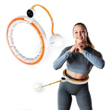 Northix Hula Hoop z magnetno utežjo, TPE, bela/oranžna, števec