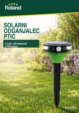 Roland Solarni odganjalec ptic s 3 zvoki, PIR-senzorjem in LED-bliskavico