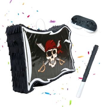 Northix Komplet piratskih zastav - palica in maska za oči