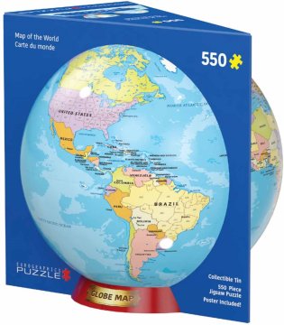EUROGRAPHICS Puzzle v pločevinasti škatli Zemljevid sveta 550 kosov