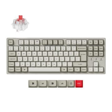 Keychron C1 Pro mehanska tipkovnica, TKL 80%, rdeča stikala, bela (C1PX-M1-UK)