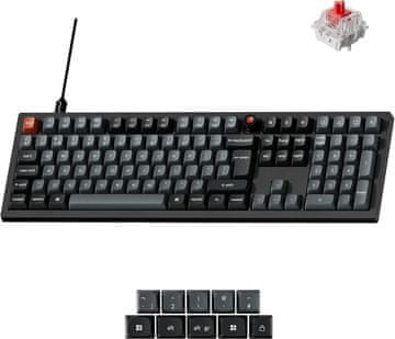 Keychron V6 8K žična mehanska tipkovnica, 100 % full-size, rdeča stikala, črna (V6W-D1-UK)