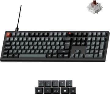 Keychron V6 8K žična mehanska tipkovnica, 100 % full-size, rjava stikala, črna (V6W-D3-UK)