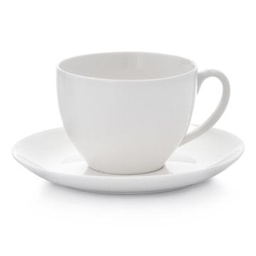 DUKA EVERYDAY skodelica s krožnikom 250 ml beli porcelan