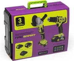 NAC SMART NS-SET2-20V akumulatorski izvijač + kotni brusilnik + 2 x baterija + 20V hitri polnilnik (5905842533387)