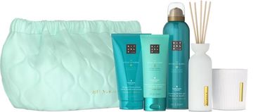 Rituals Komplet negovalne kozmetike The of Karma: gel za prhanje 200 ml + krema za telo 150 ml + balzam za roke 70 ml + dišeča sveča 140 g + mini dišeče palčke 70 ml + kozmetična torbica (8719134203318)
