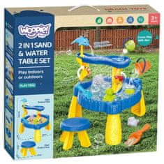 WOOPIE XL vodna miza s stolom 2 v 1 peskovnik z motivom delfina 12 kosov 53705 (5906280653705)