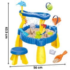 WOOPIE XL vodna miza s stolom 2 v 1 peskovnik z motivom delfina 12 kosov 53705 (5906280653705)
