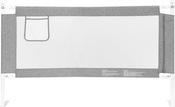 EcoToys Zaščitna ograja za posteljo , siva, 180x61x25 cm (5905817006458)