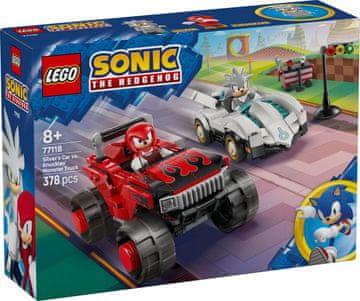 Sonic Kocke Sonic 77118 Srebrni Sonic v avtu proti Knucklu v pošastnem tovornjaku