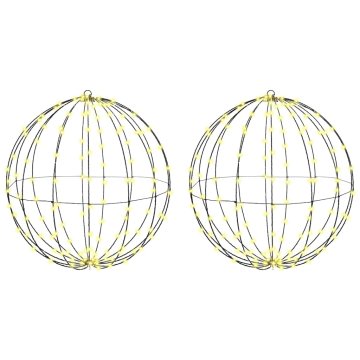 Vidaxl Žogica med 384 LED 2 szt. Toplo bela 59,5 x 59,5 x 63 cm Kovina