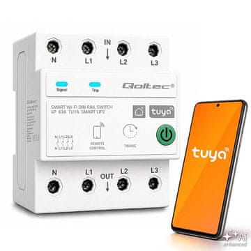 Qoltec Qoltec 50976 trifazni 63A DIN rele s Wi-Fi in timerjem