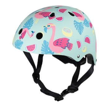 slomart Otroška čelada Hornit Flamingo, velikost S (48-53 cm), večbarvna z LED
