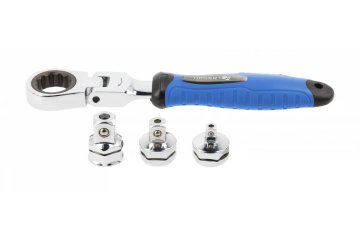 Hoegert Zglobna raglja z zamenljivimi adapterji 1/4"-3/8"-1/2". 72 zob
