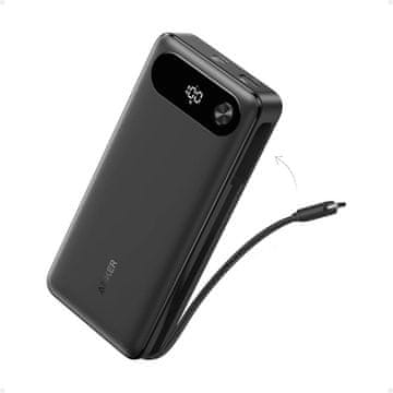 Anker polnilna baterija z vgrajenim USB-C kablom, 20000 mAh, 87 W, črna (A1383H11)