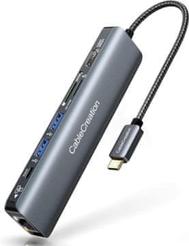 slomart CableCreation USB-C Hub, 7-v-1 Multiport adapter, HDMI 4K 60Hz, Ethernet 1Gbps, 100W PD