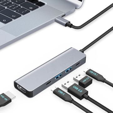 slomart Moman USB-C Hub 5-v-1, 4K@30Hz HDMI, 100W PD, 5Gbps USB 3.0