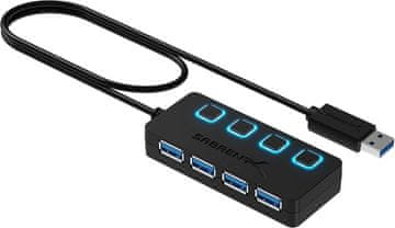 slomart Sabrent USB 3.2 Gen 1 Hub, 4-portni razdelilnik, LED, 68cm kabel, 5Gbps