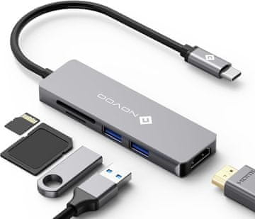 slomart NOVOO USB-C Hub 5-v-1 z 4K HDMI, 2x USB 3.0, SD/TF čitalcem za MacBook Pro