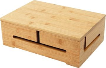 slomart Relaxdays Kabelbox iz bambusa - S prezračevanjem, naravna barva