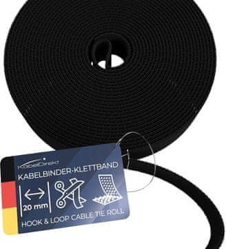 slomart KabelDirekt Klett trakovi za kable, 20mm, 15m rola, z možnostjo rezanja