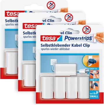 Tesa tesa Powerstrips Kabelski kljukci, 3x5 kos., beli