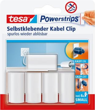 Tesa tesa Powerstrips Kabelclip - 5 kosov - bela